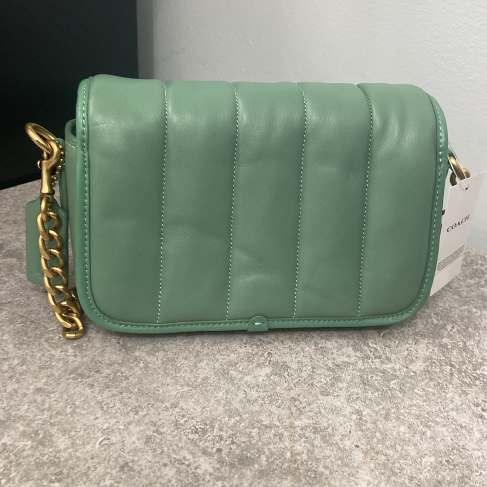 Coach Limited Edition Quilted DinkyGreen Crossbody Bag with Gold Accents - Picture 3 of 10